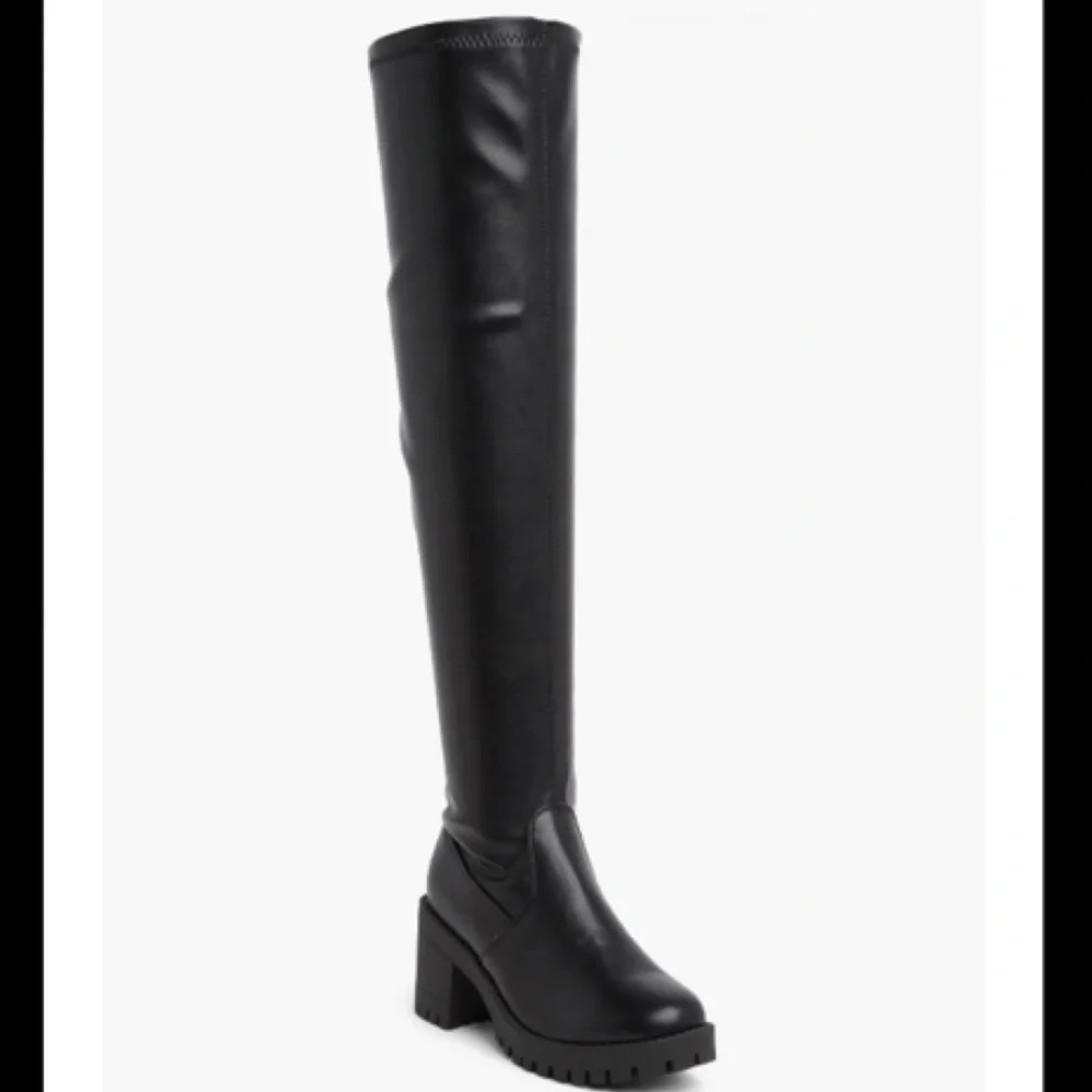 Black Block Heel Platform Over The Knee Boots